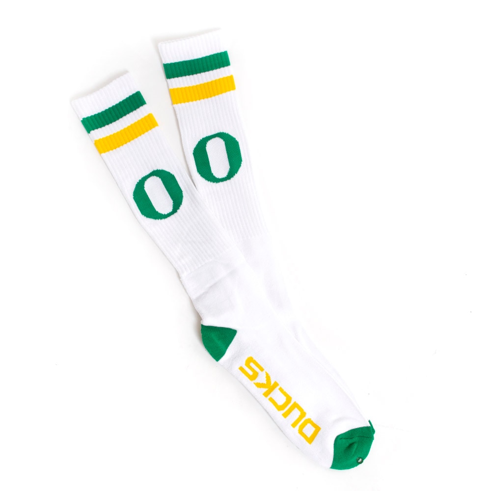 Classic Oregon O, Donegal Bay, White, Crew, Accessories, Unisex, Stripe, Tube, Sock, 511252